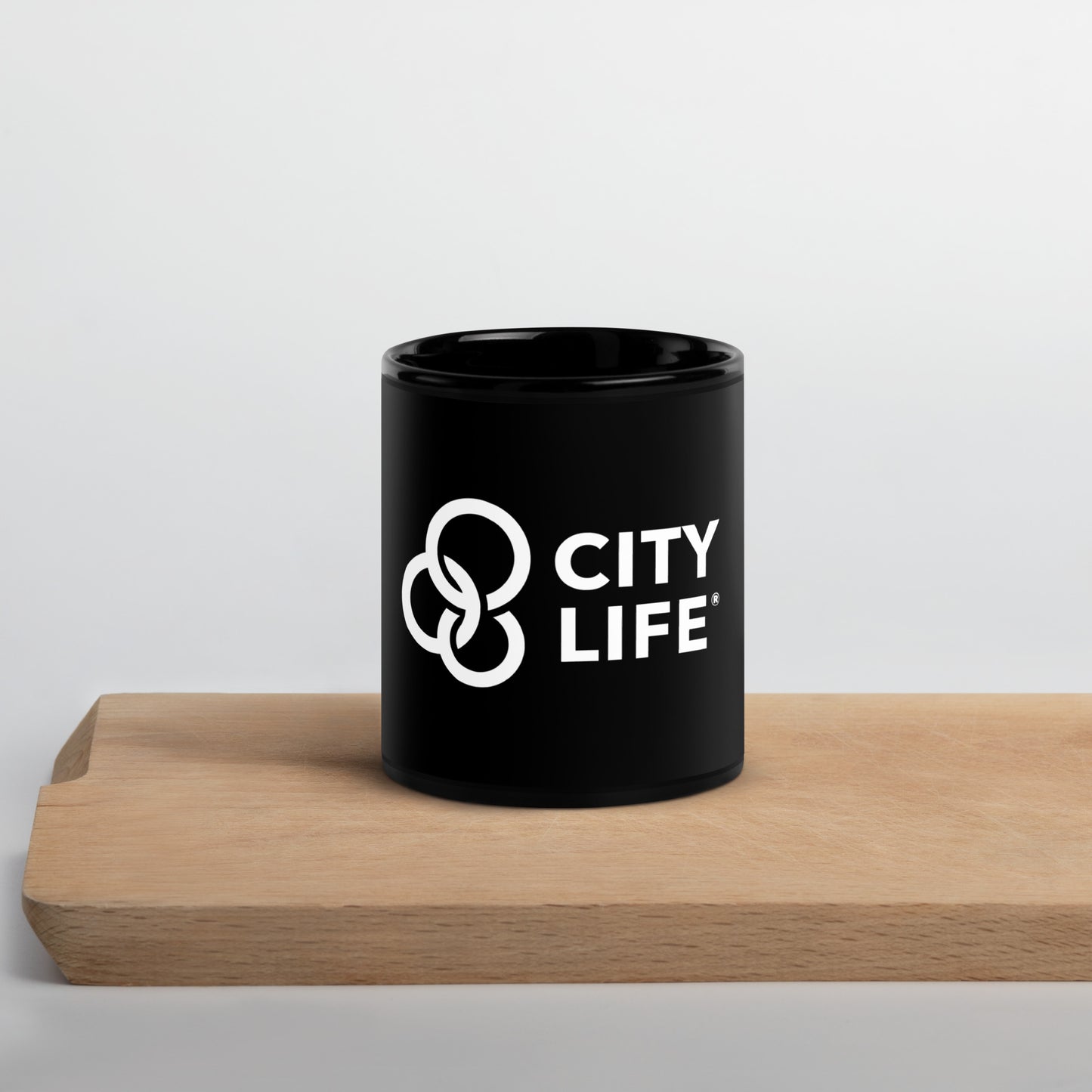 City Life Black Glossy Mug