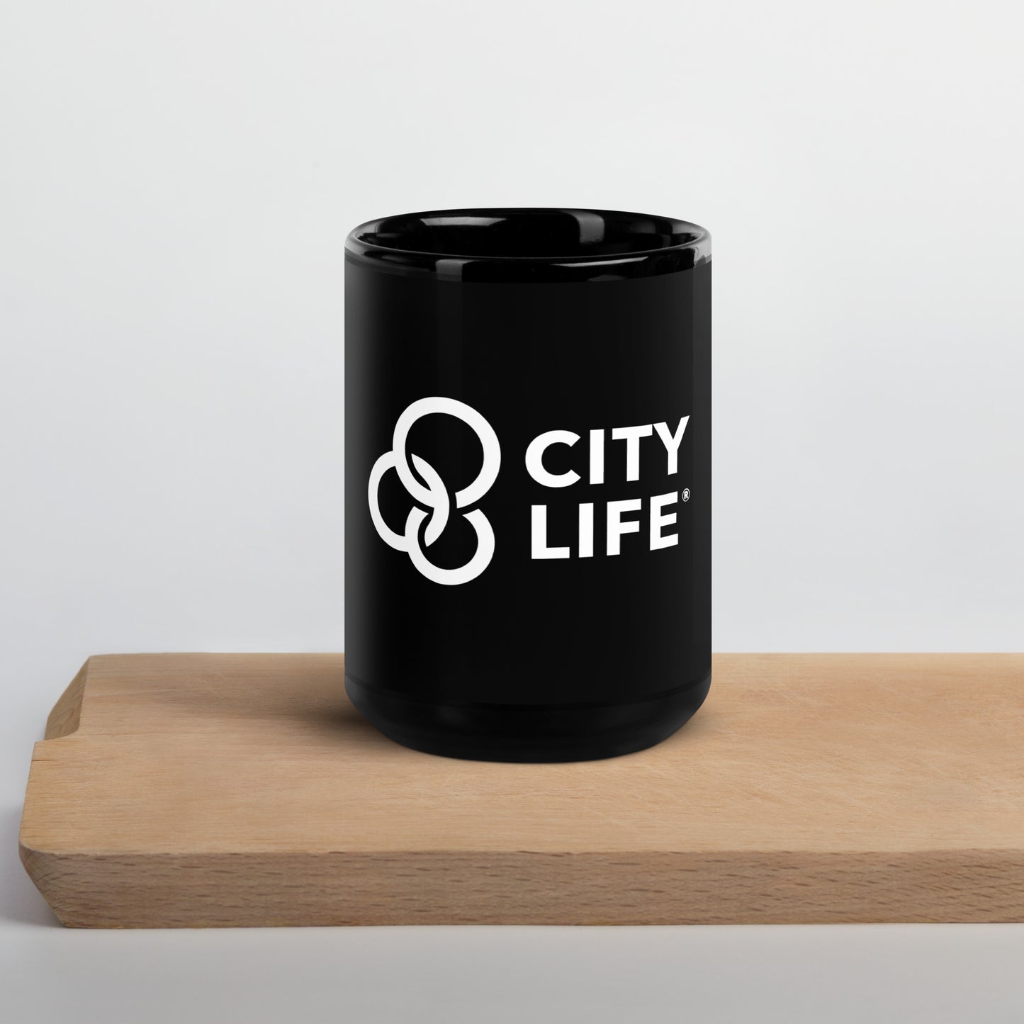 City Life Black Glossy Mug