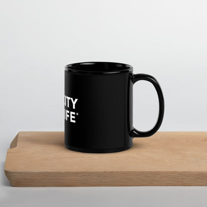 City Life Black Glossy Mug