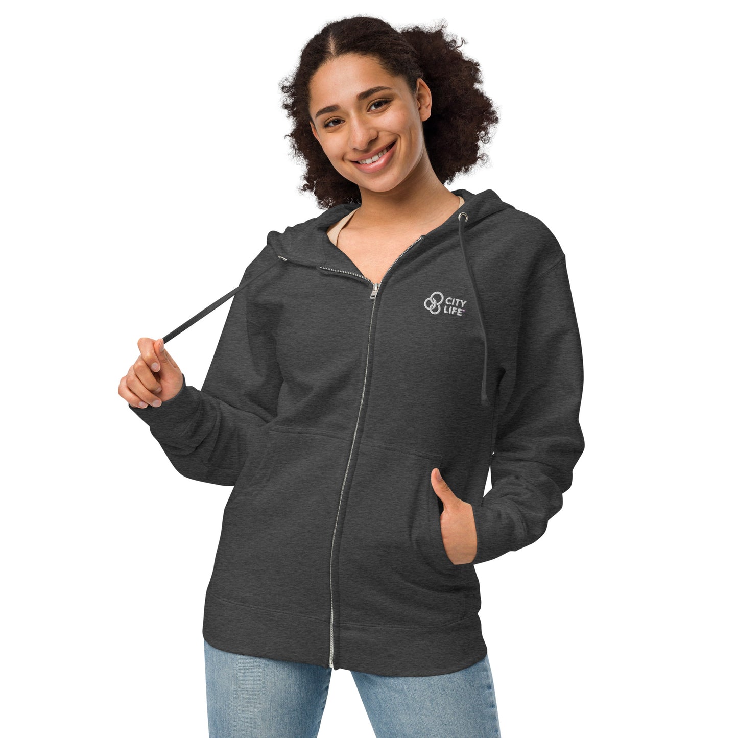 City Life Unisex fleece zip up hoodie